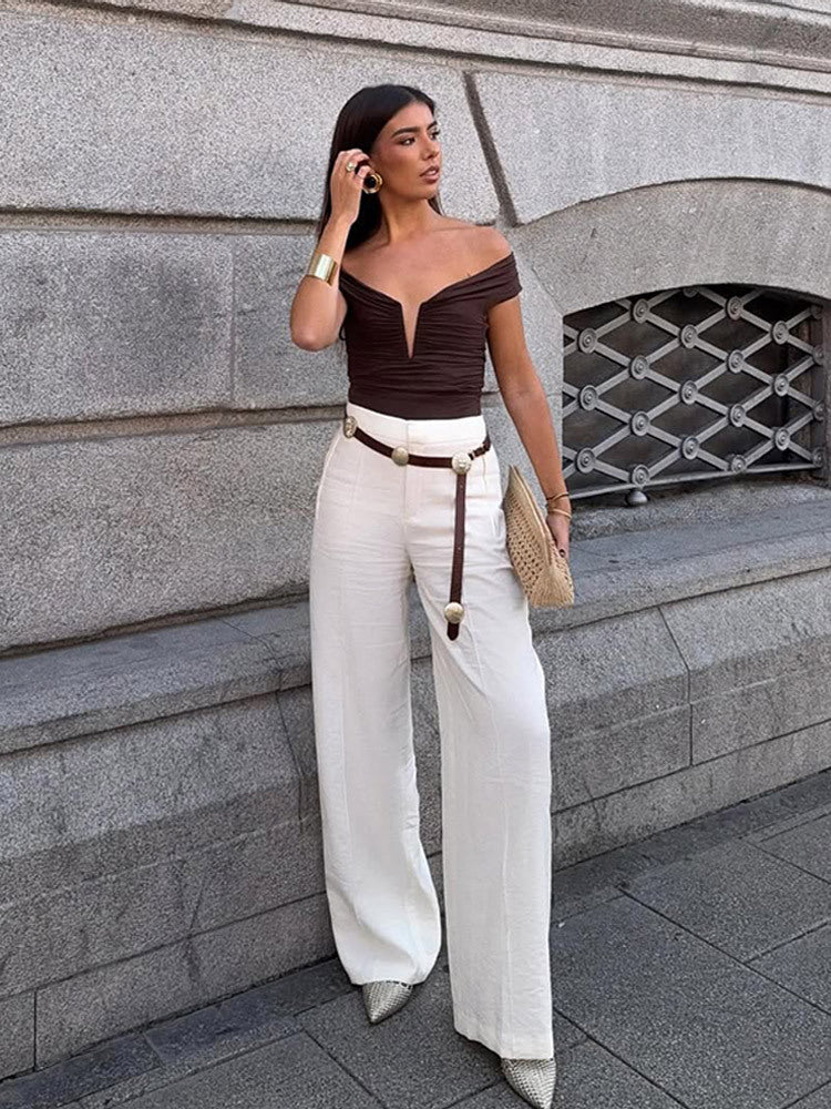 Dame Off-Shoulder Top med elegant Draperingsdesign Stilla