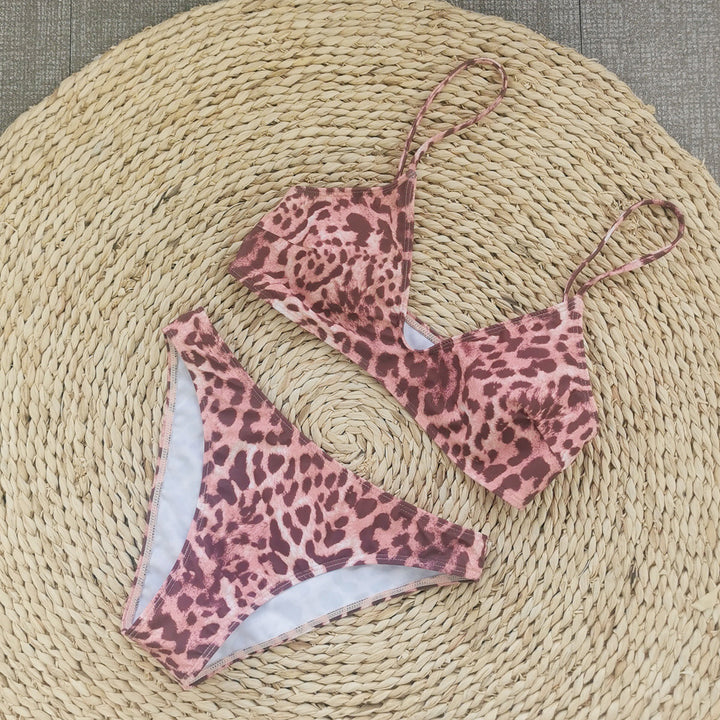 Dame Bikini-Sæt med moderne leopardmønster og justerbare stropper Stilla