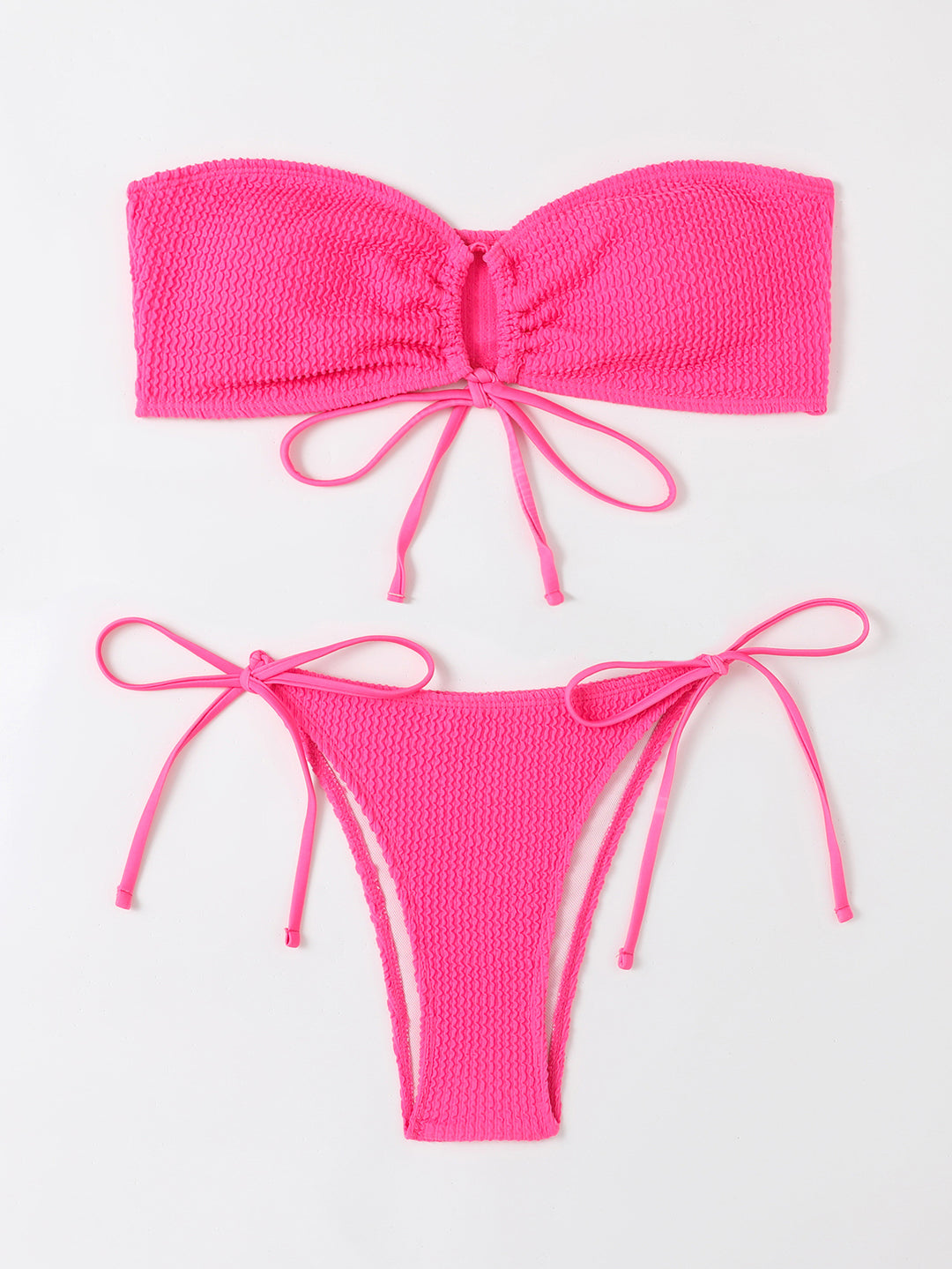 Dame bandeau bikini sæt med velcro og justerbare bindebånd Skovae