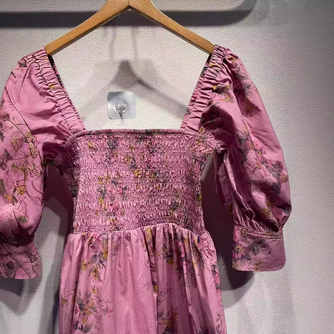 Dame Puffærmet Kjole med blomster mønster Stilla