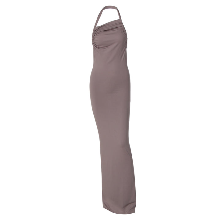 Dame strapless maxikjole med elegant drapering Skovae