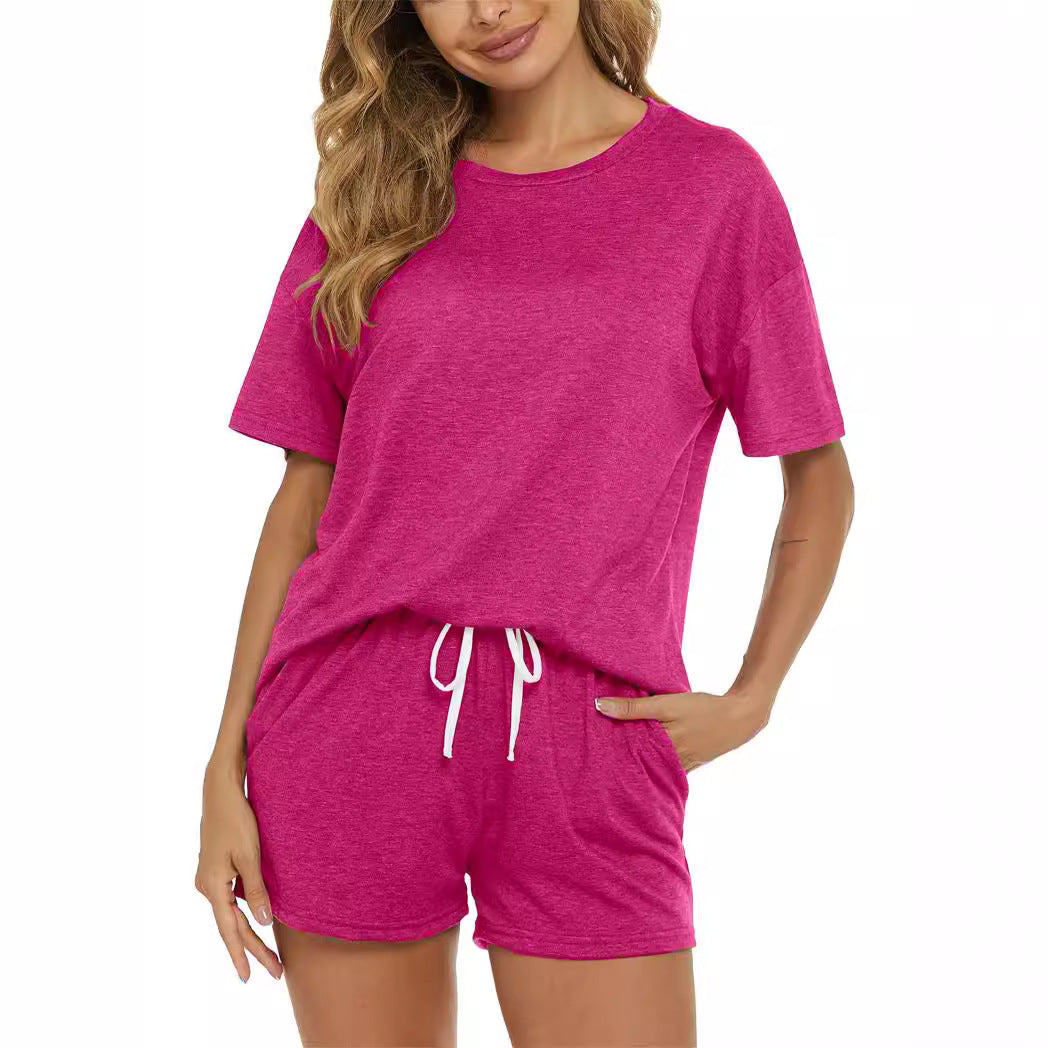 Dame afslappet kortærmet loungewear-sæt med elastisk talje Stilla