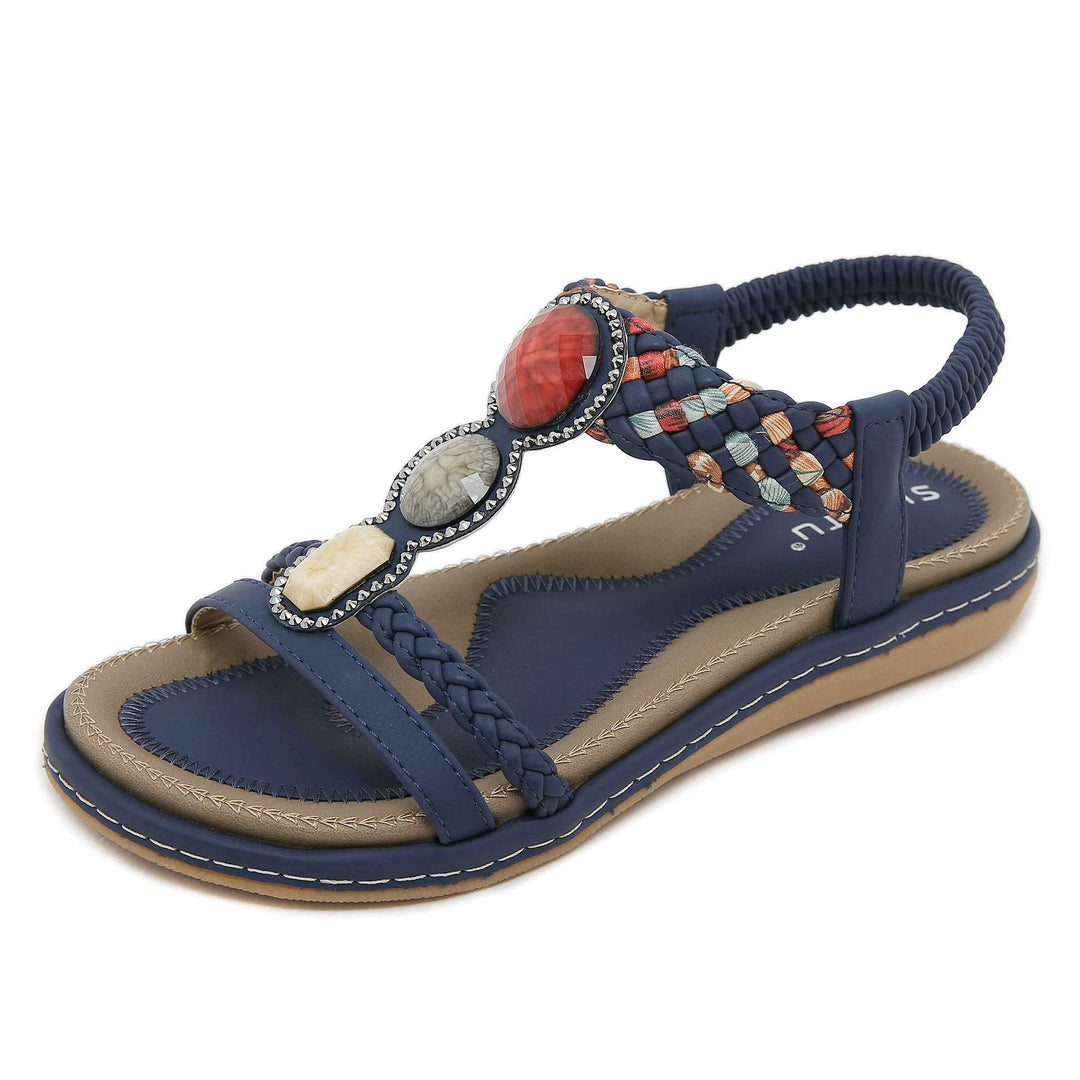 Dame sandaler med dekorerede remme og anatomisk fodseng Stilla