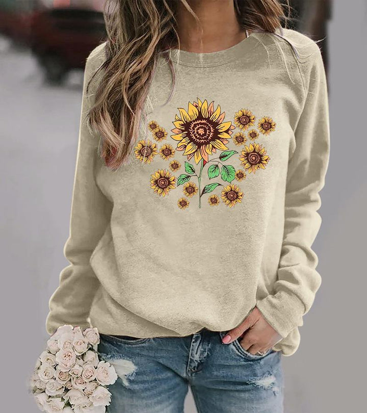 Kvinders sweatshirt med florale solsikke motiver og behagelig pasform Stilla
