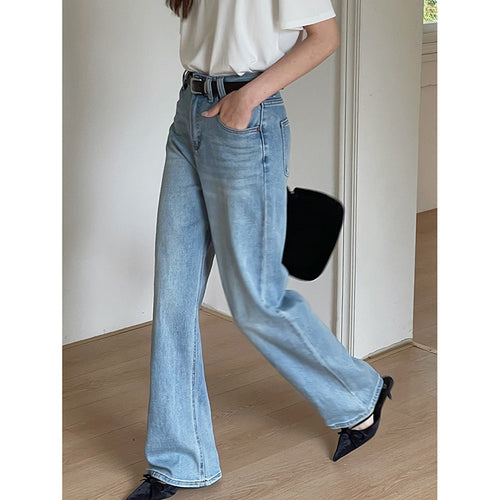 Dame High-Waist Jeans med bred ben og elastisk talje Stilla