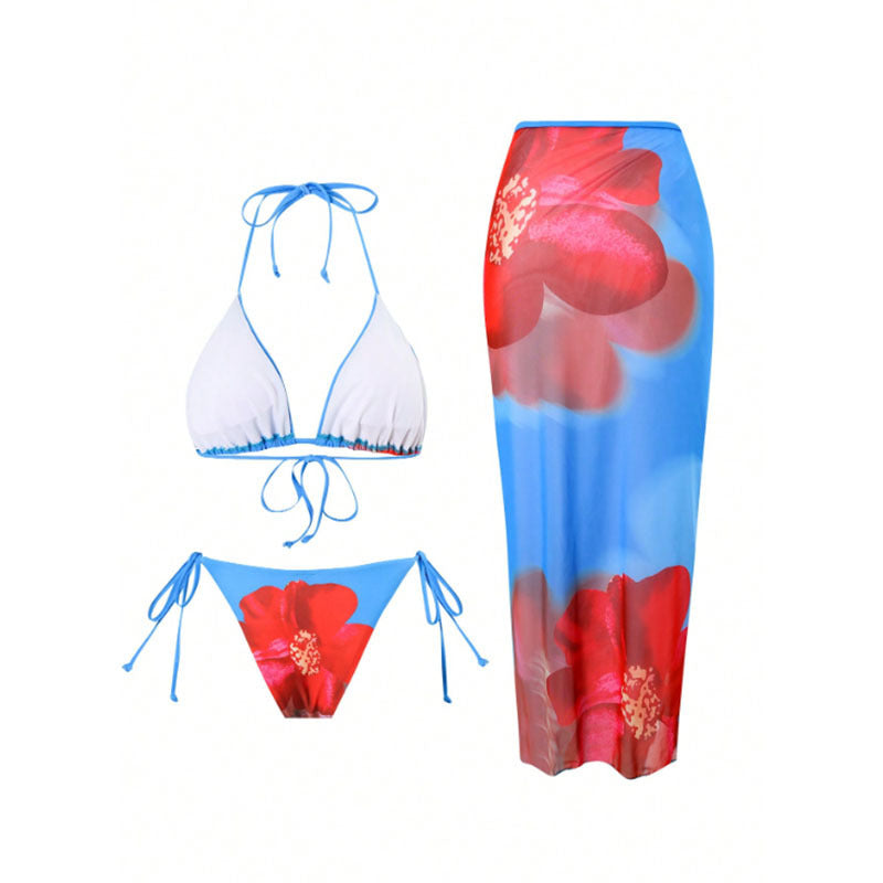 Dame bikini sæt med blomsterovertræk og elegante detaljer Skovae