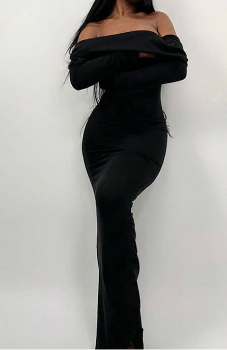Dame Off-Shoulder Bodycon Maxikjole Stilla
