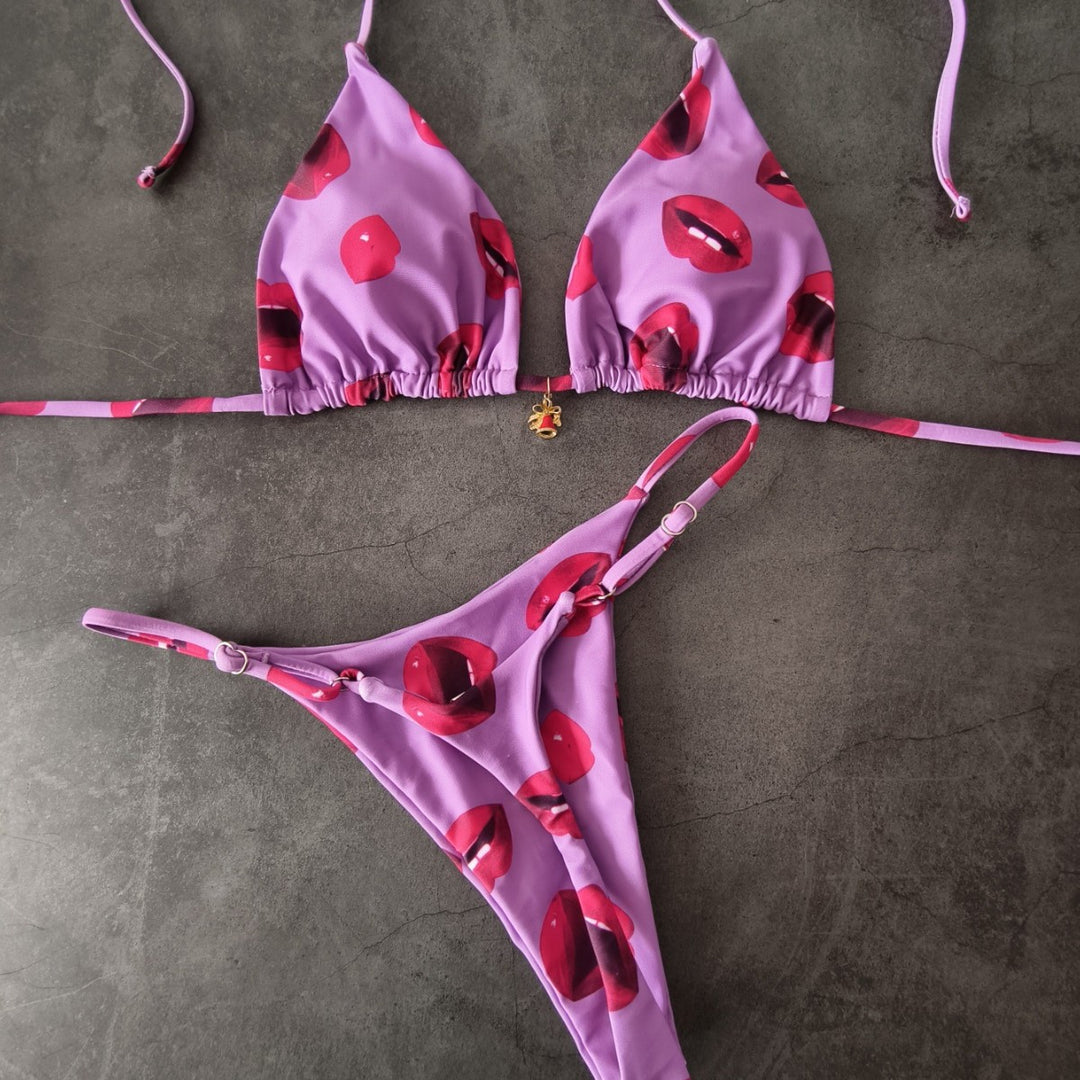 Dame bikini-sæt med justerbar trekantstop og højt skåret hoftebånd Skovae