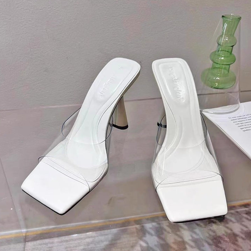 Dame Slingback Sandaler med transparent overmateriale og elegant blokhæle Stilla
