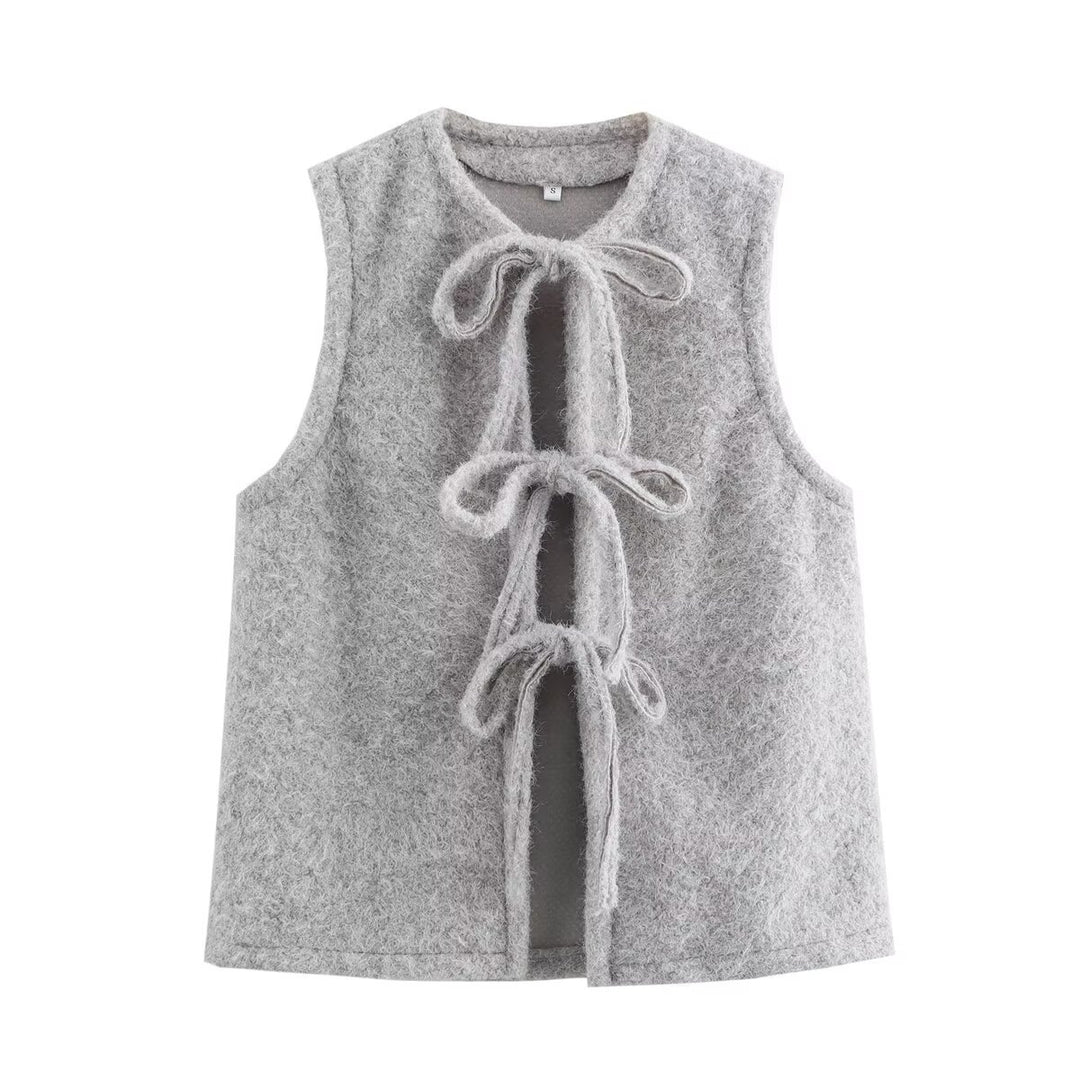 Damevest med raffinerede bånd og blødt fleece-materiale Stilla