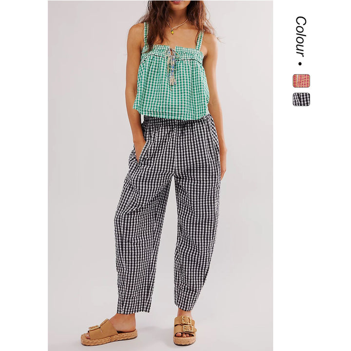 Women's fabric trousers with a loose fit and elastic waistband Skovae