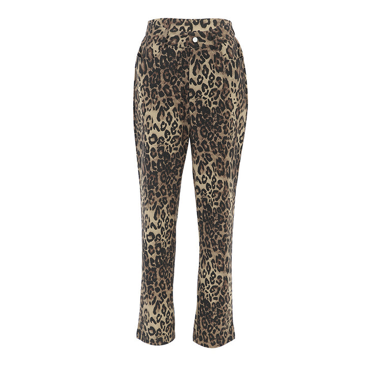 Dame elegant ruskindsbukser med leo-print Stilla
