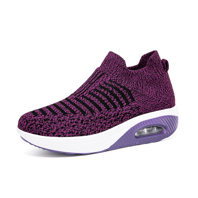 Dame nan strikket slip-on walking sneakers med anatomisk pronationsstøtte, luftpolstret mellemsål og sok-lignende skafte Skovae