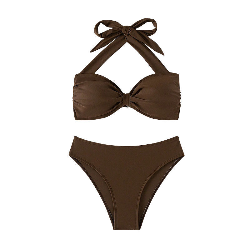 Dame bandeau-bikini med romantisk sløjfe-design Skovae