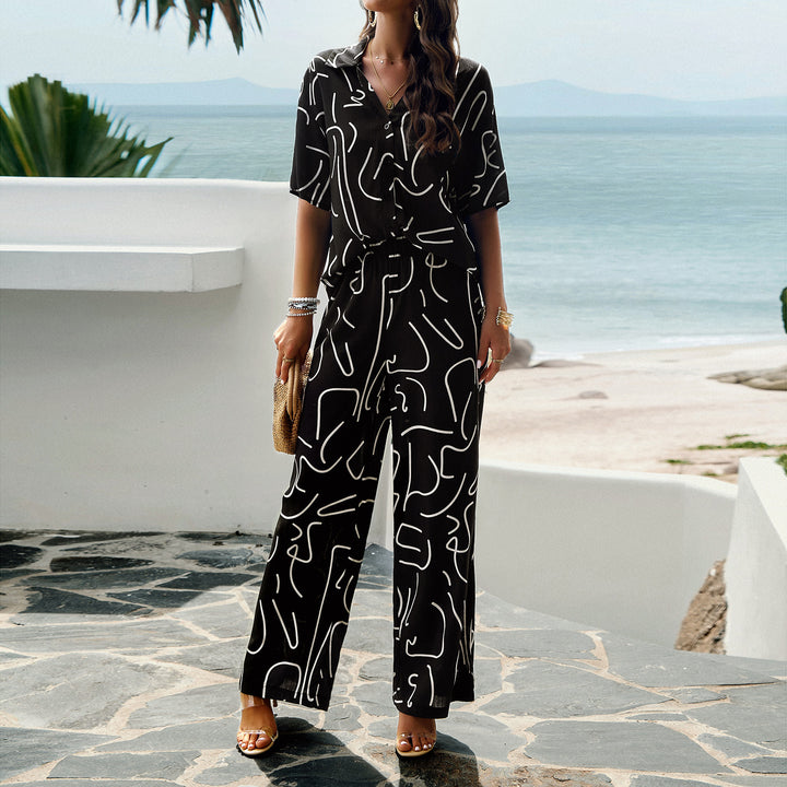 Dame Casual To-Del Set med bred bukse-design og elegant overdel Skovae