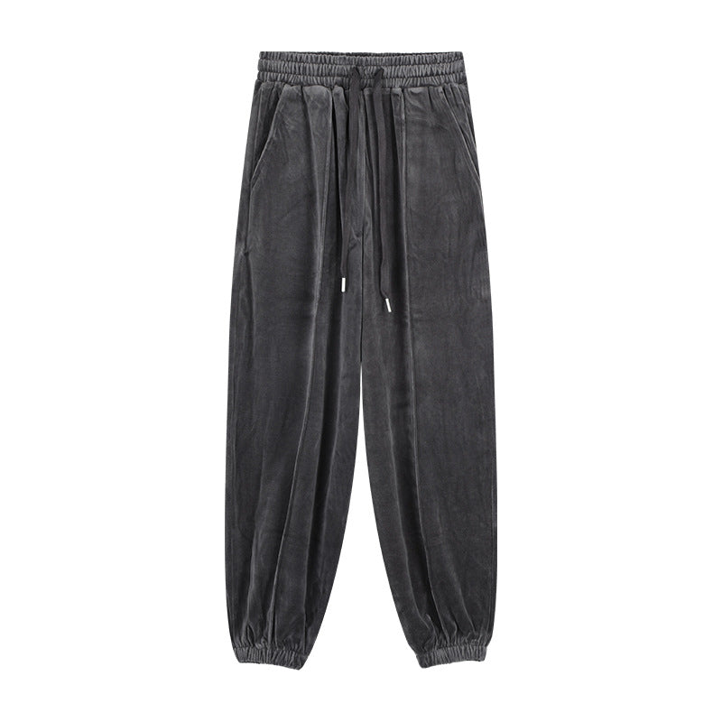 Dame behagelige sweatpants lavet af blødt velourstof med elastisk talje og snoretræk Stilla