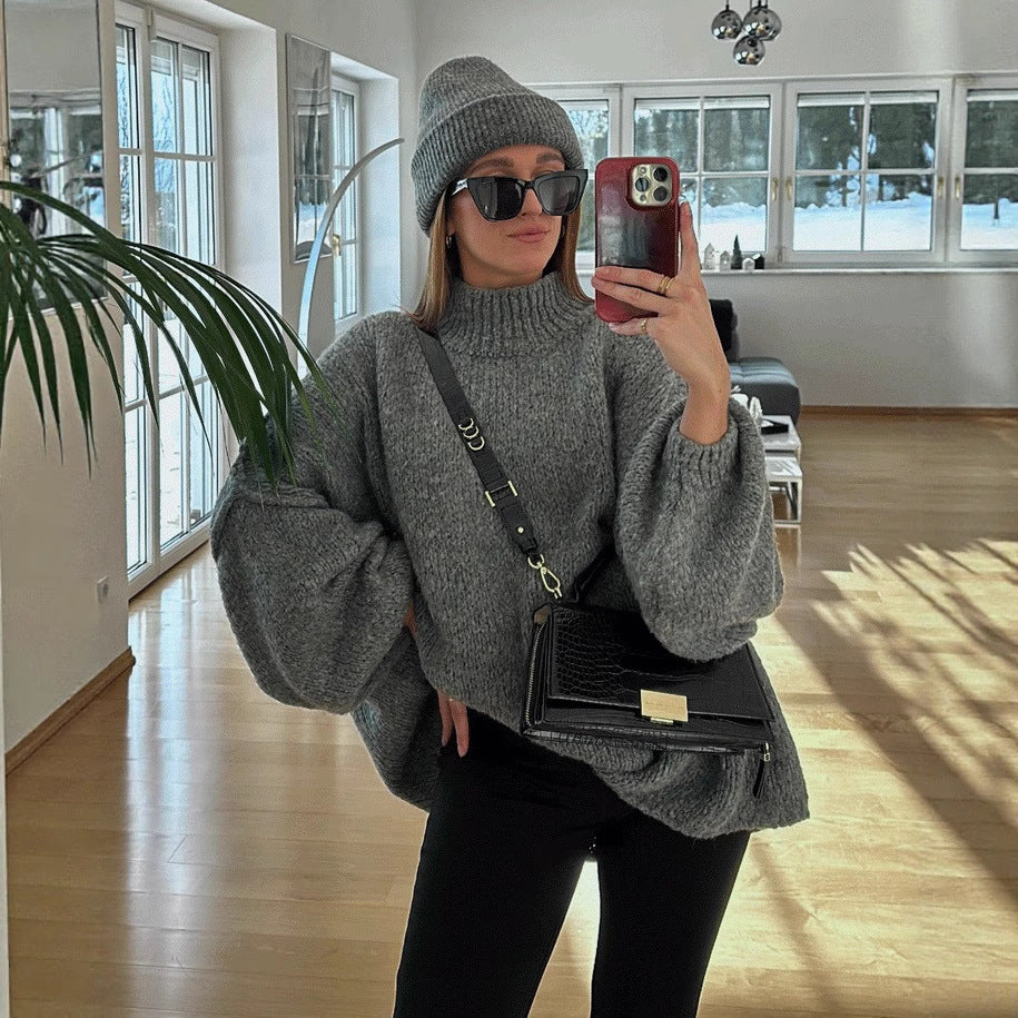 Kvinders oversized strikket sweater med en hyggelig pasform og moderne ærmer Stilla