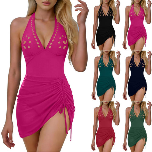 Dame en del swimwear med raffineret cut-out og justerbart rygsystems skovae