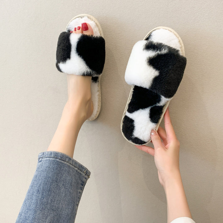 Dame fluffy slippers med hyggeligt overmateriale og skridsikker sål Stilla