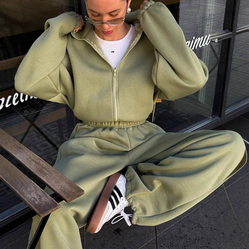 Kvinders behagelige hoodie og løse sweatpants sæt Skovae