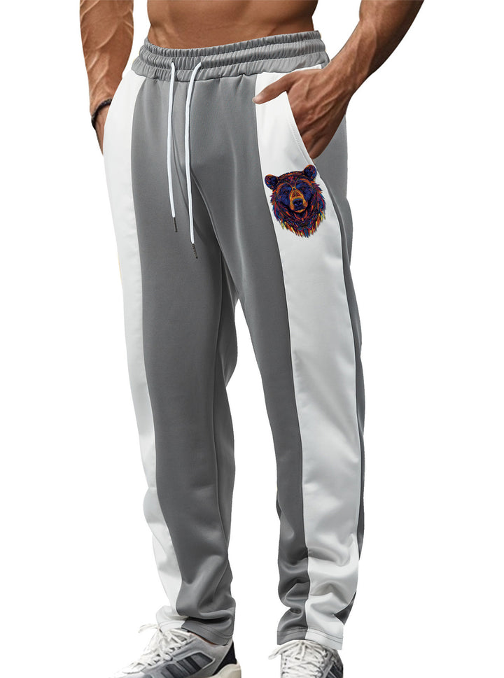 Herrer nan sporty Trackpants med sidelæns kontrastbånd elastisk bund snor og hjorte broderi Skovae