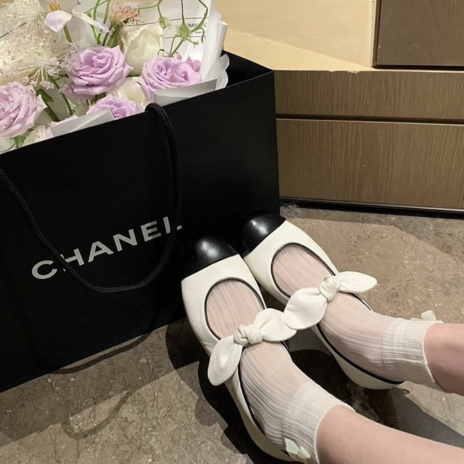 Femme Elegant Knude Detalje Ballerina Flad Stilla