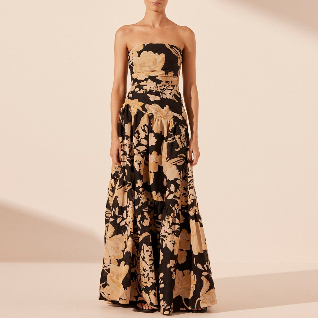 Dame Bandeau badedragt med blomsterdesign Skovae