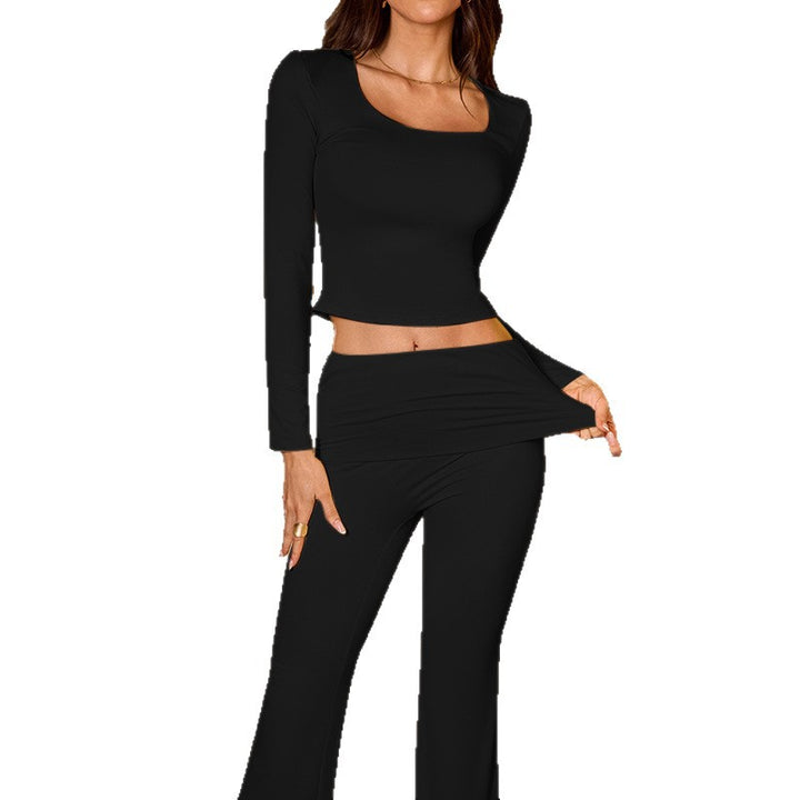 Kvindernes crop top og flared bukser sæt