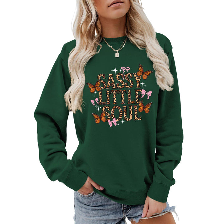 Kvinders sweatshirt med kunstnerisk sommerfugledesign Stilla