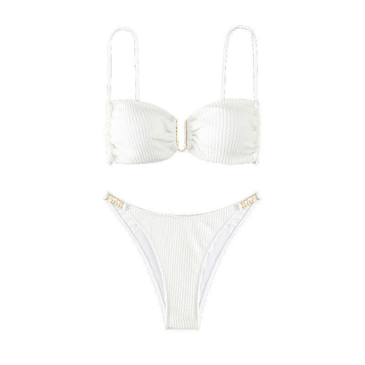 Dame Bikini-sæt med raffinerede flæser og gyldne accenter Skovae