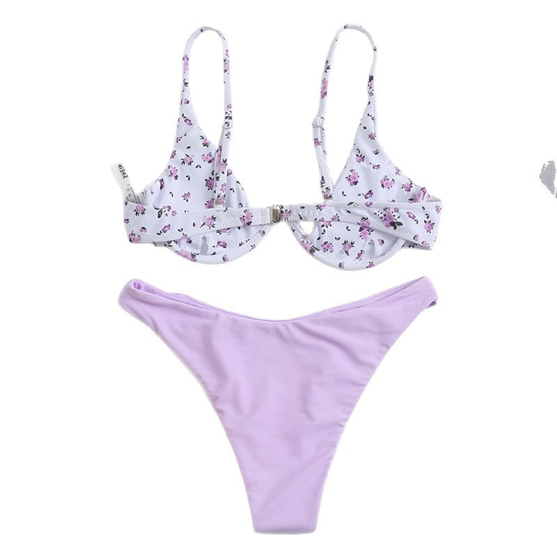 Dame Cup-Bikini-Sæt med blomsterdesign Skovae