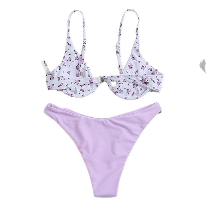 Dame Cup-Bikini-Sæt med blomsterdesign Skovae