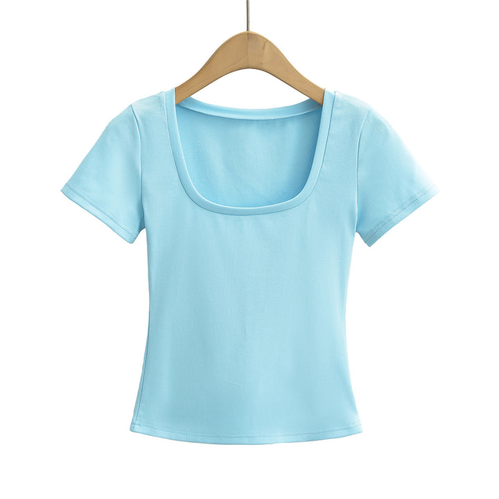 Dame tætsiddende T-shirt med rund halsudskæring og kortærmet design Stilla