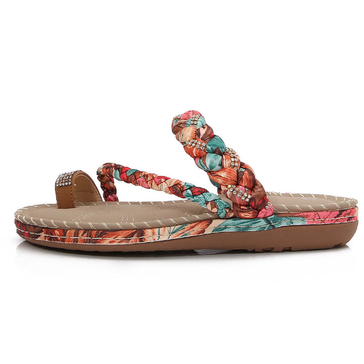 Dame flip-flops med kunstfærdige flettet detaljer og rhinsten Stilla