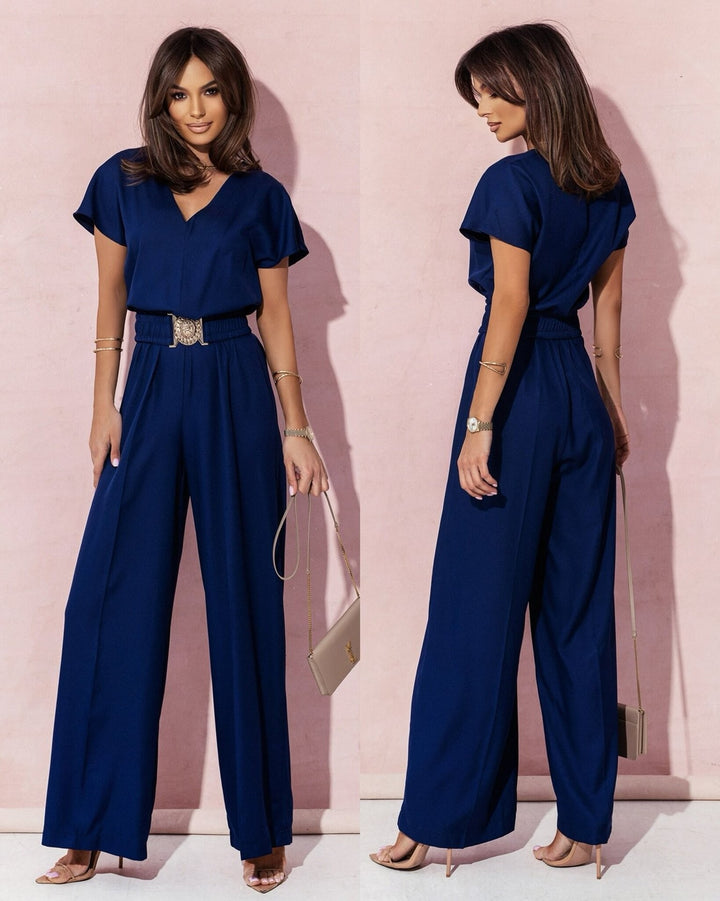 Dame Look Jumpsuit med vidde ben og bælte Stilla