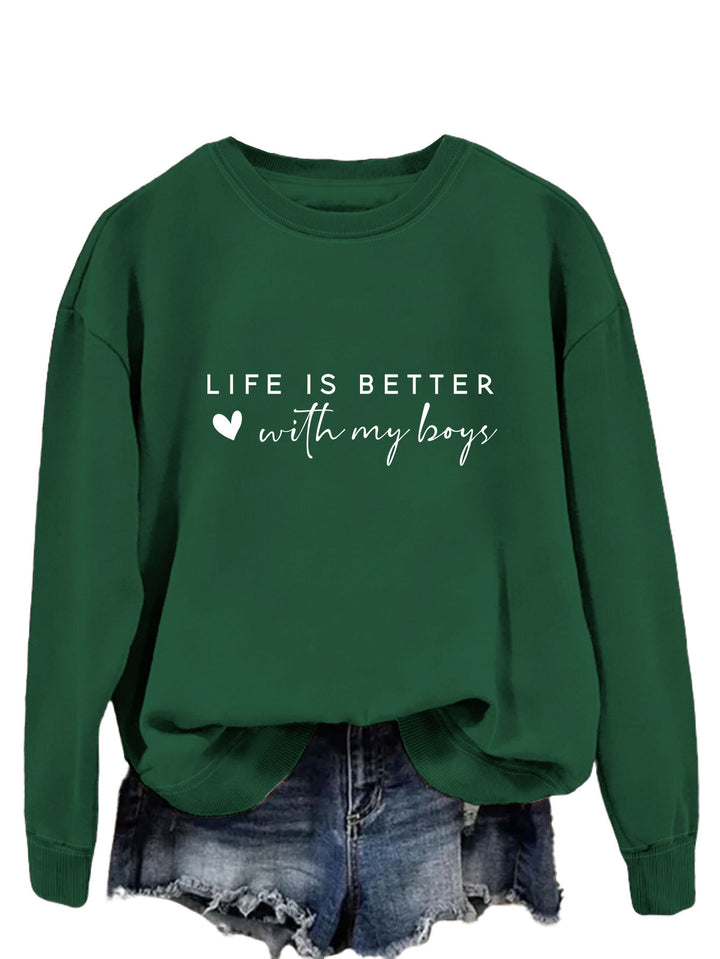 Kvinders hyggelige crew neck sweater med inspirerende print Stilla