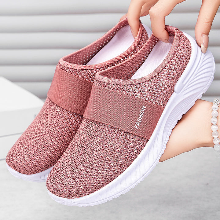 Dame Lettere Slip-On Sneakers med elastisk Komfortbånd og åndbart Overmateriale Stilla