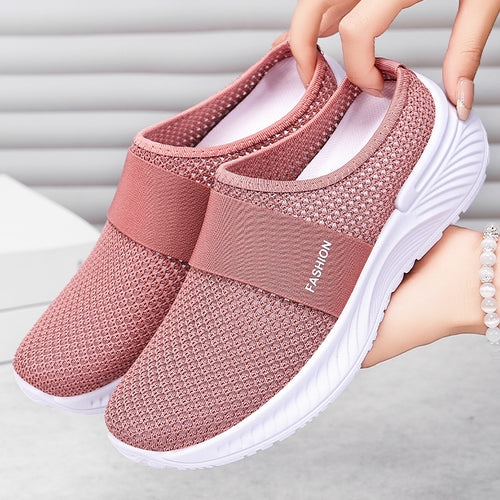 Dame Lettere Slip-On Sneakers med elastisk Komfortbånd og åndbart Overmateriale Stilla