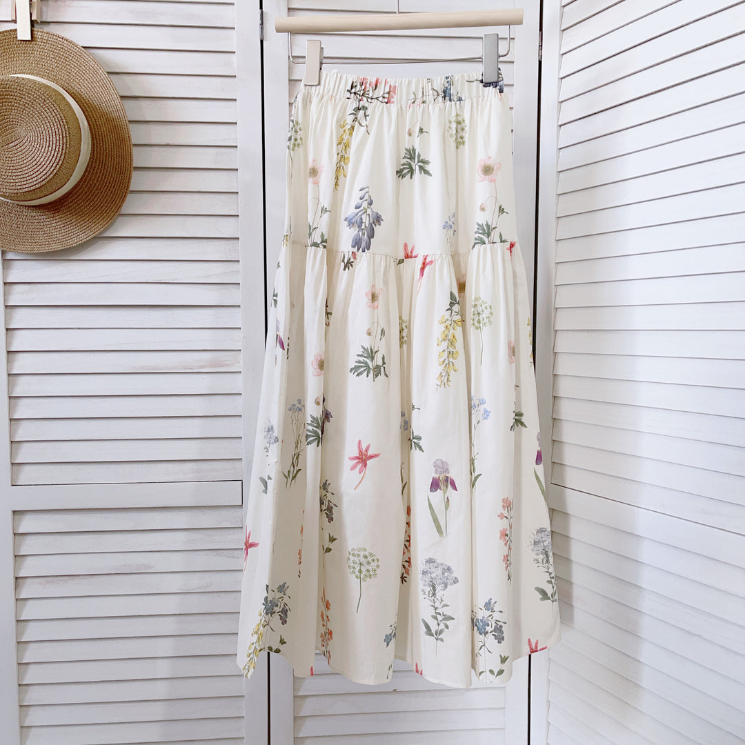 Dame Floral Trappe Midi Nederdel Stilla