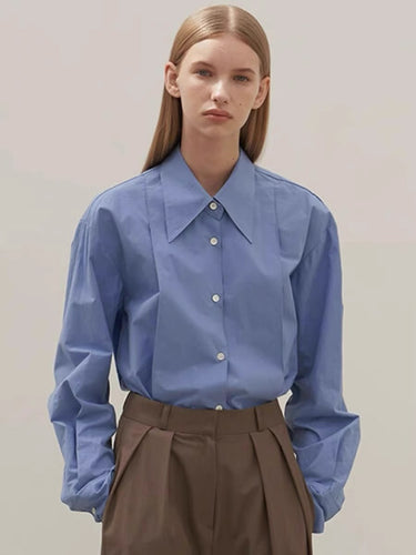Dame elegant skjorte bluse i højkvalitets bomulds materiale med moderne snit og klassisk krave Stilla