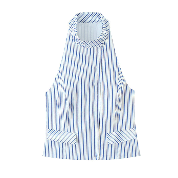 Dame elegante shorts med fint stribemønster og høj talje Skovae