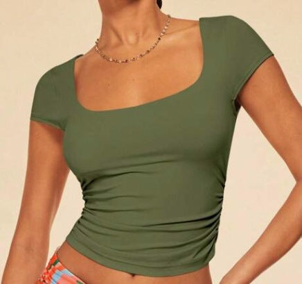 Dame Figurtilpasset Crop-Top med firkantet udskæring Stilla