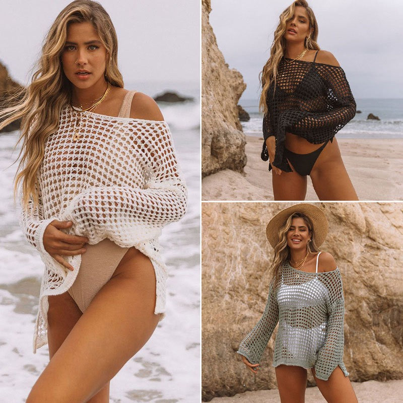 Dame Hæklet Strandpullover med brede Ærmer Stilla