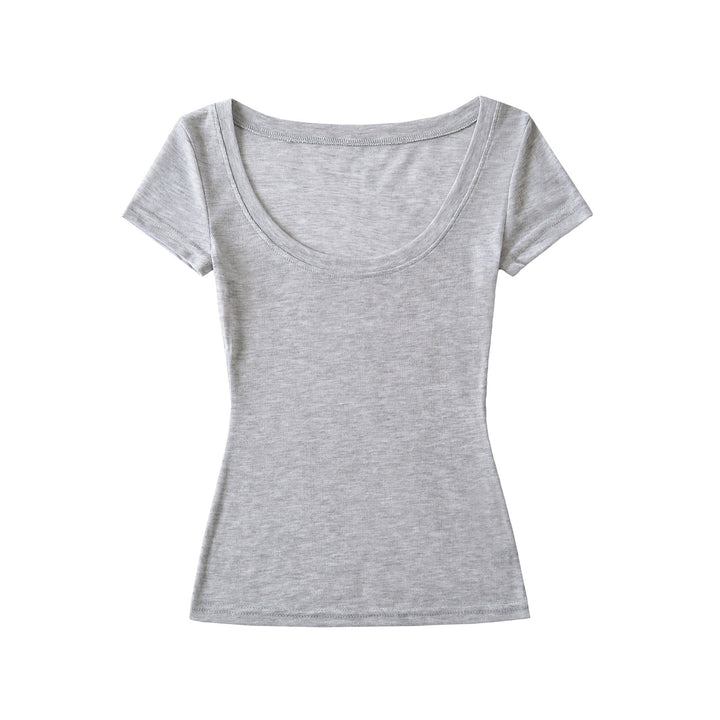 Dame Basic T-shirt med bred rund halsudskæring og tætsiddende snit Stilla