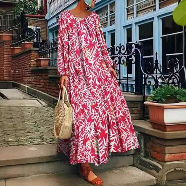 Stilla | Casual Langærmet Flydende Lang Skirt Kjole
