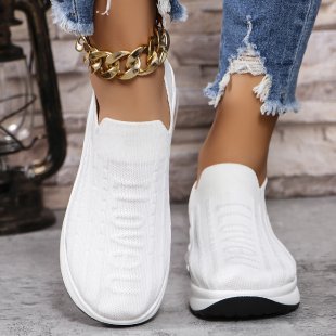 Dame Luftige Slip-On Sneakers med åndbart strikket overflade og stødabsorberende sål Stilla