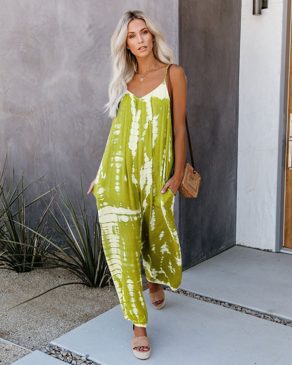Dame Maximalt Fritids-Jumpsuit med Spaghettistropper Stilla