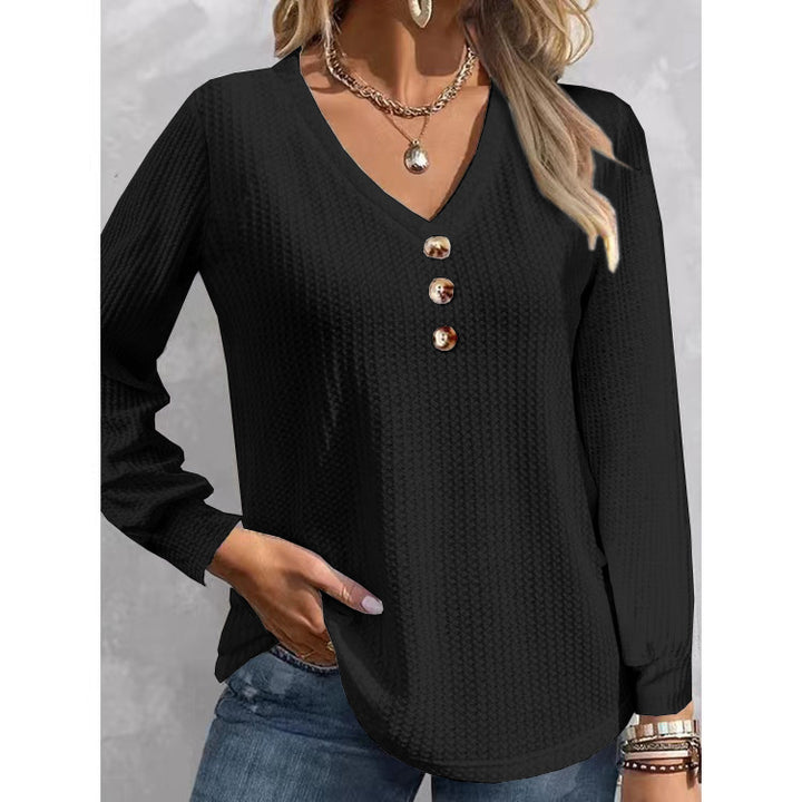Dame moderne sweater med struktureret overflade og knapliste Stilla