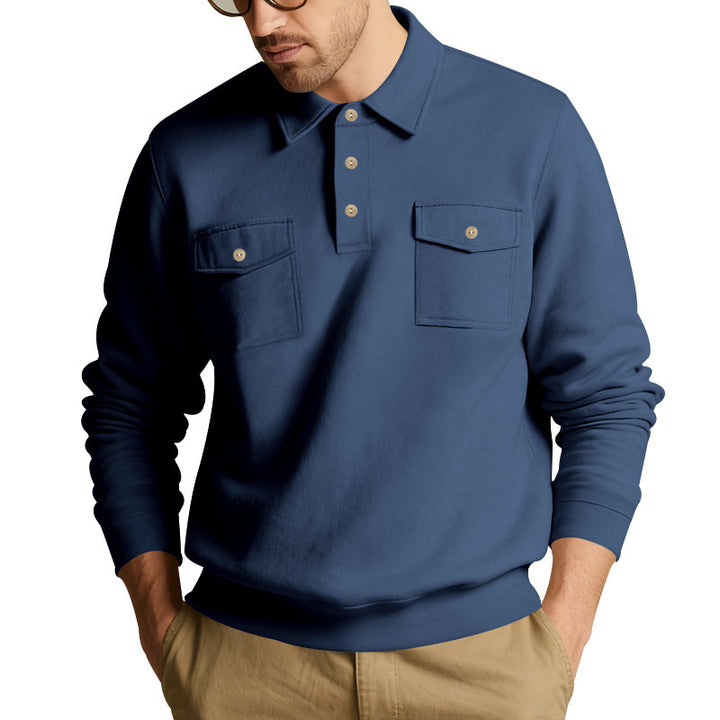 Herren nan Pullover med polokrave og påsatte brystlommer Skovae