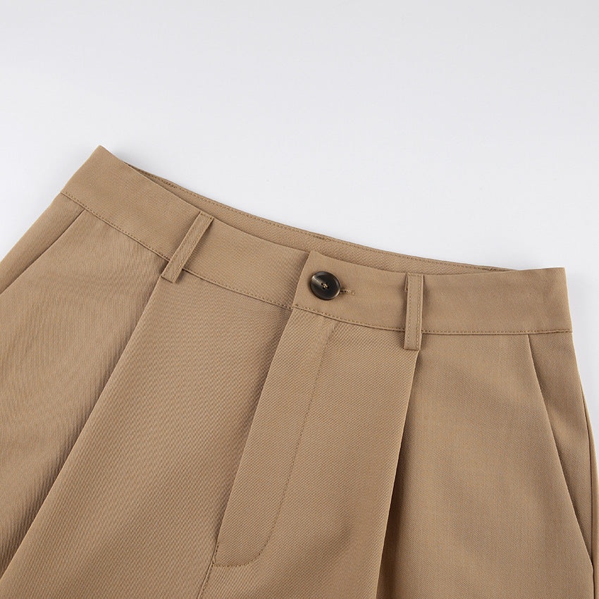 Dame bred chinos med høj talje og elegant plissering Stilla